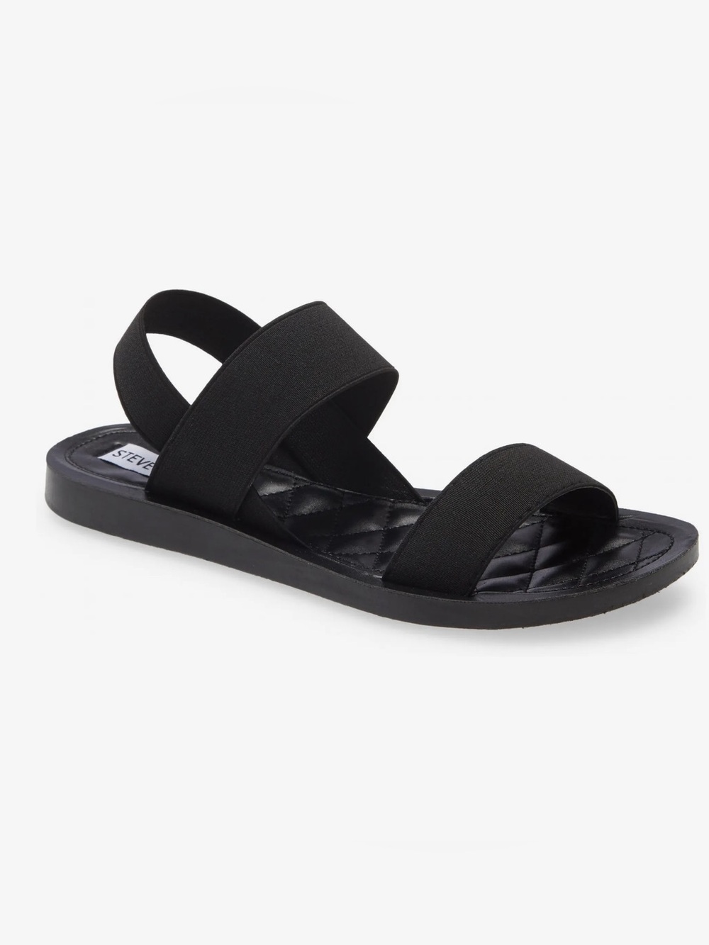 Steve Madden Black Dual-Strap Quilted Footbed Sandal